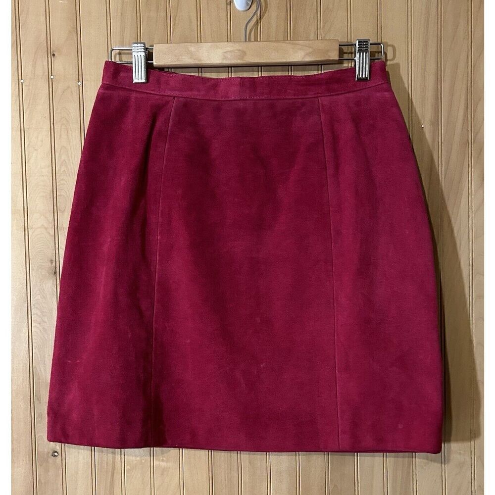 Phoenix Leather Skirt Size 9/10 Bright Pink Suede 90s Made in USA Vintage